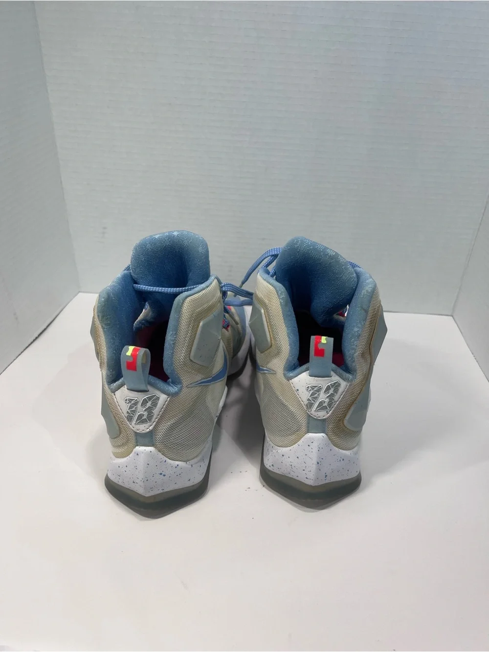 Nike LeBron 13 Light Blue and Cream High-Top Sneakers